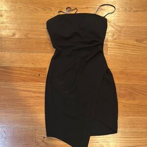 Emerald Sundae Black Asymmetrical Dress